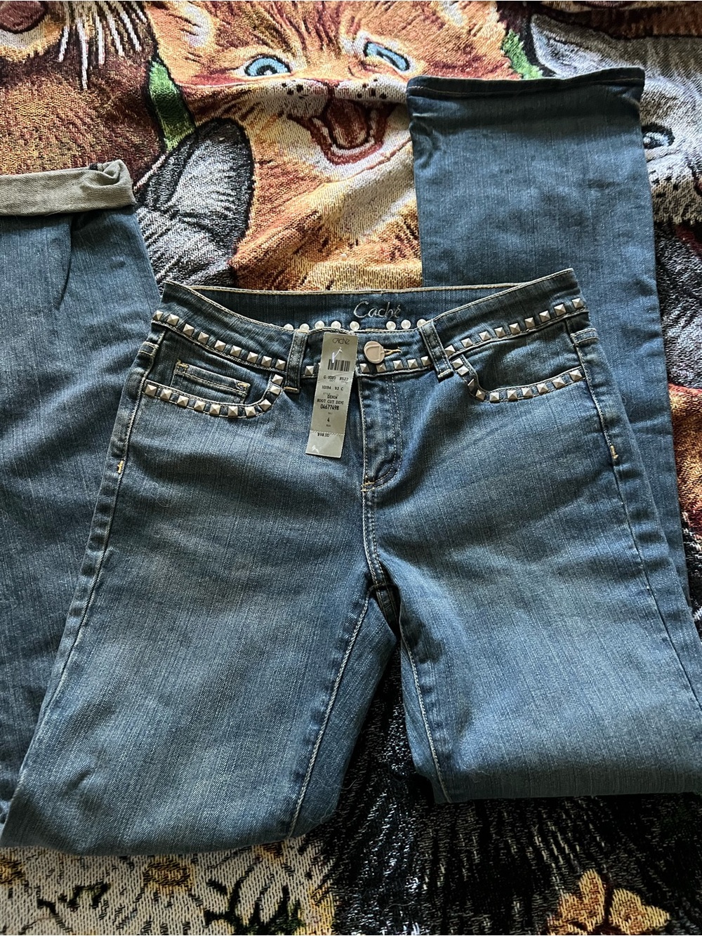 Cache Women's Light Blue Studded Boot Cut Jeans
